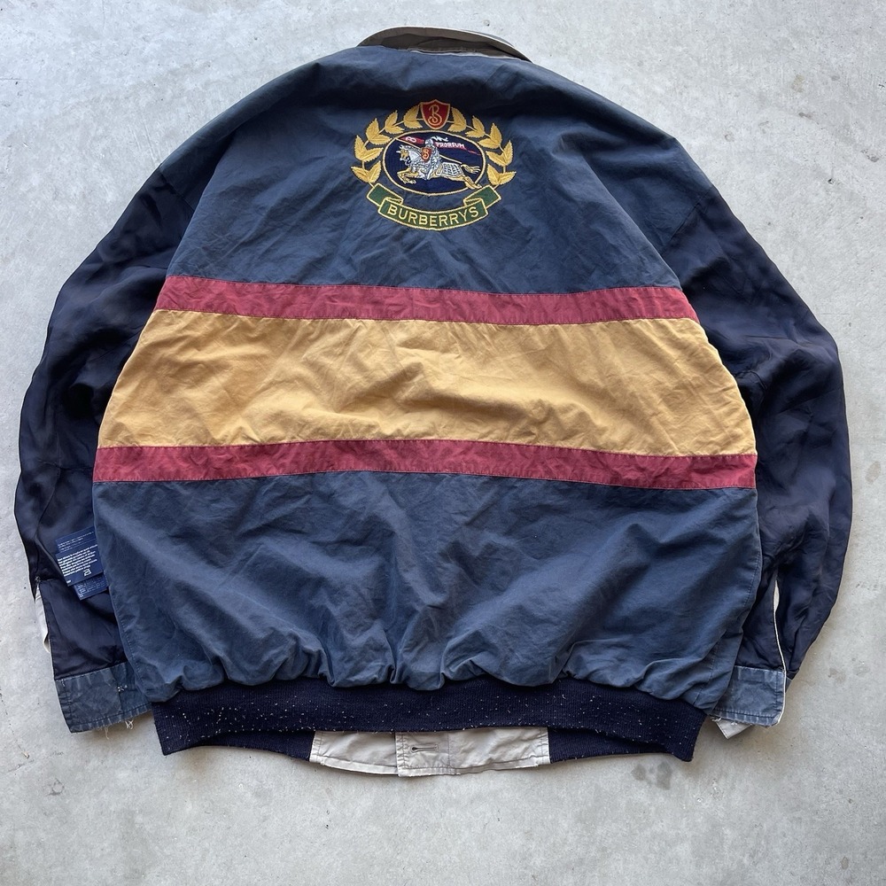 Vintage Burberrys Classic Embroidered Liner Bomber Jacket Size XL England Made